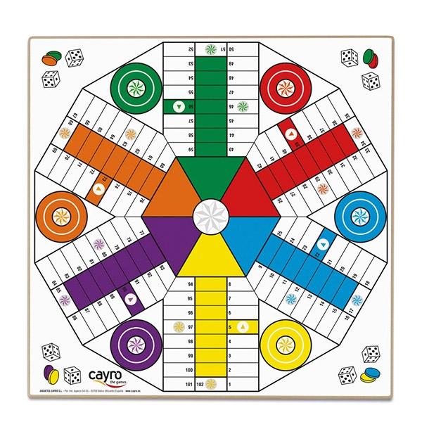 CAYRO TABLERO PARCHÍS 6 JUGADORES SIN ACCESORIOS MADERA 40X40 CM