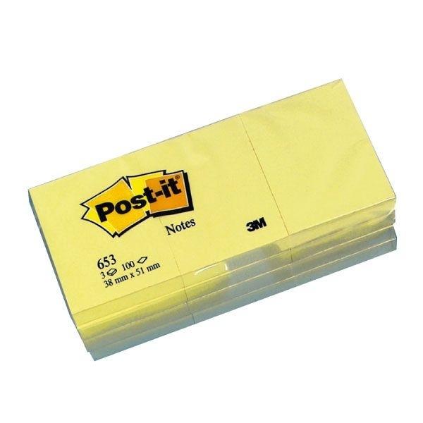 3M POST-IT  653  38X51 MM. BLOC 100u  PACK/ 3
