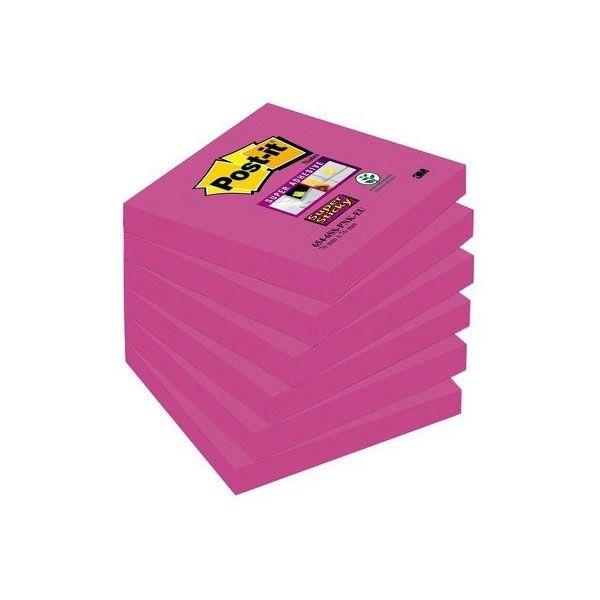 3M BLOCS 76X76 MM. PACK 6 SUPER STICKY COLOR FUCSIA.