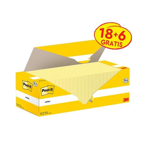 3M POST-IT BLOCS 38X51 MM. PAQ.18 + 6 GRATIS 100H AMARILLO