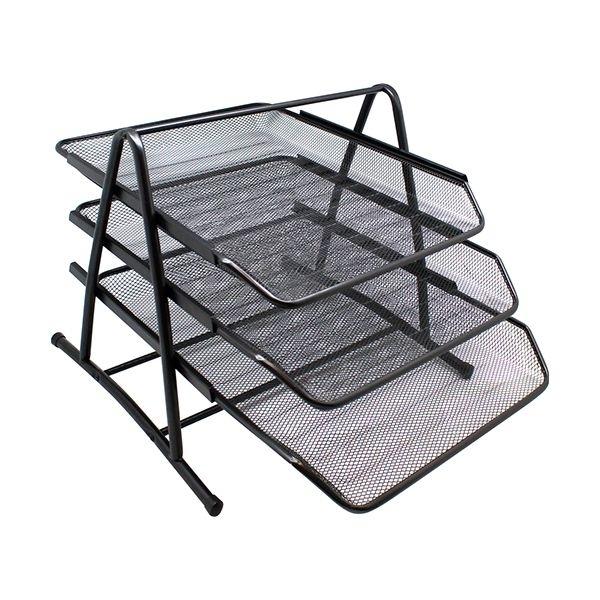 BANDEJA METÁLICA DE REJILLA TRIPLE 24,5X30X35CM COLOR NEGRA