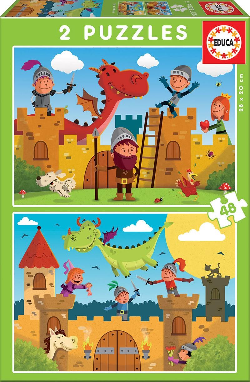 EDUCA PUZZLE 2X48 PIEZAS DRAGONES Y CABALLEROS