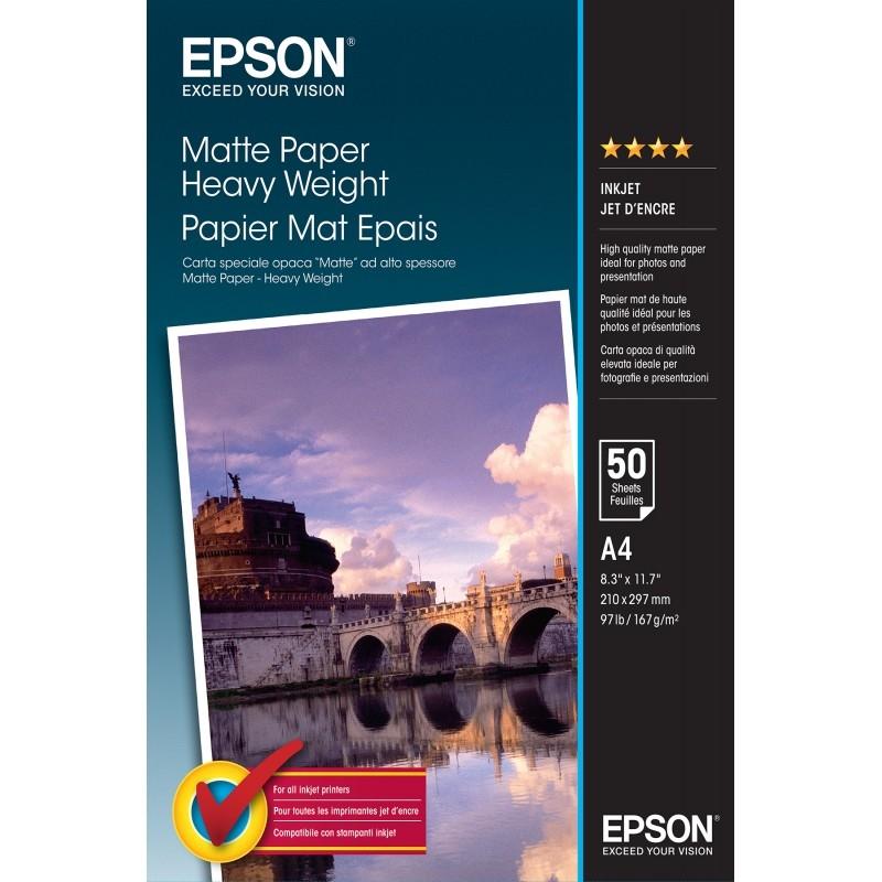 EPSON PAPEL C13S041256 A-4 167 GR. P/50 MATTE PAPER-HEAVY WEIGHT