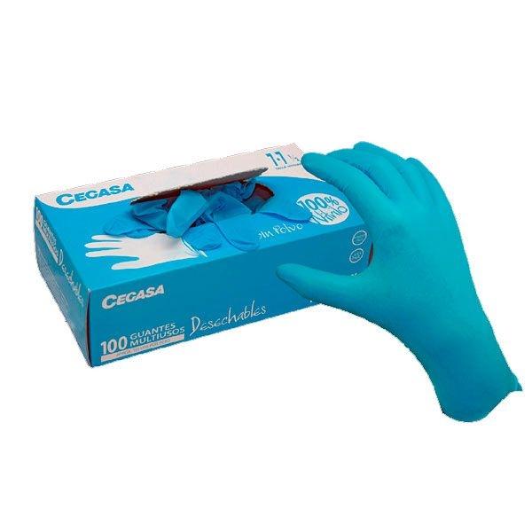 CEGASA GUANTES NITRILO AZUL SIN POLVO TEXTURIZADO TALLA P (6 - 6,5) C/100